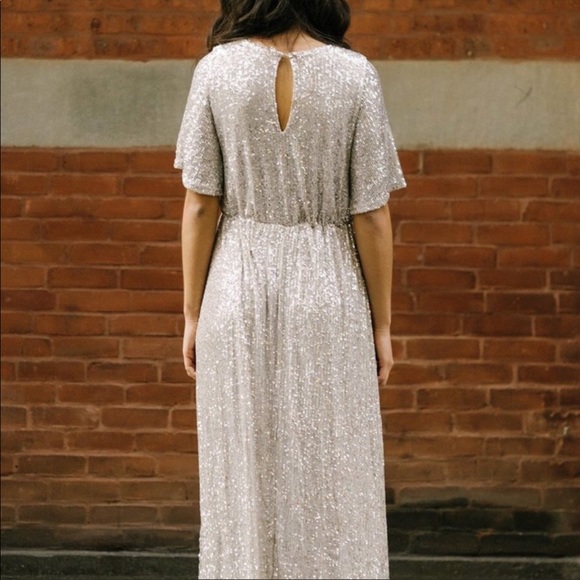 ✨Boho Glam Silver Sequin Maxi Dress - Picture 6 of 7